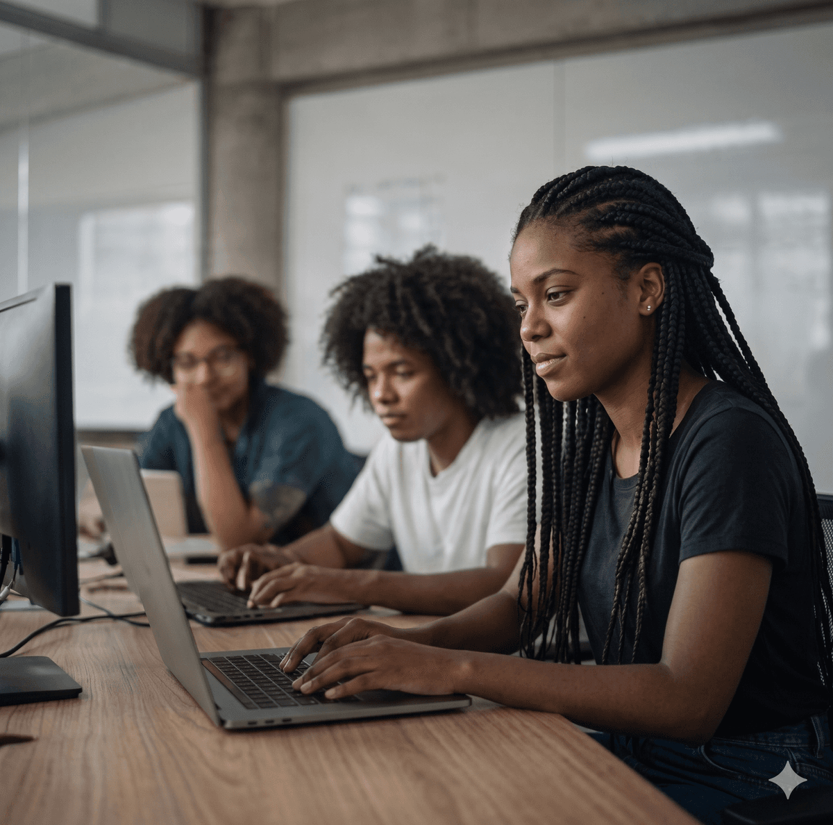 Jovens estudantes em grupo